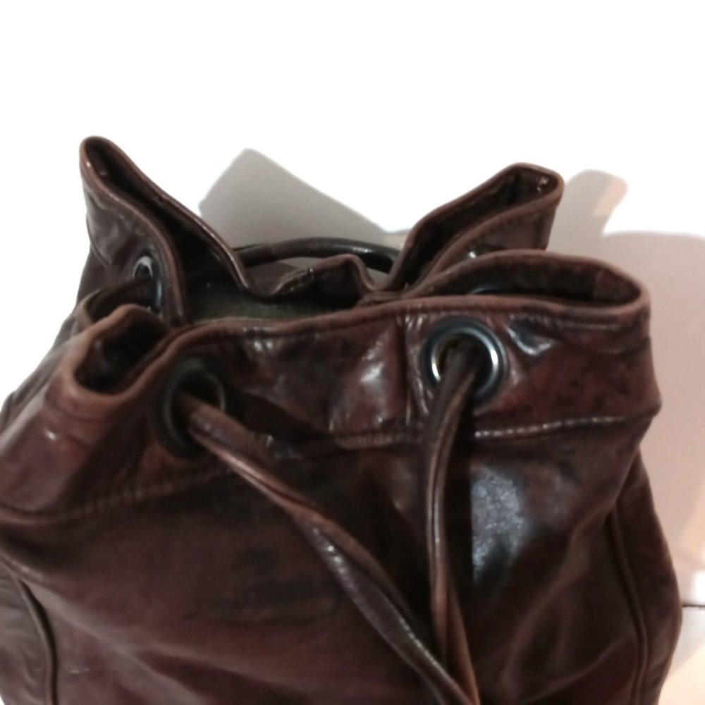 Leather Handmade Drawsting Closure Backpack - Picture 8 of 10